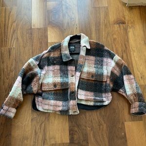 Zara Plaid Cropped Jacket